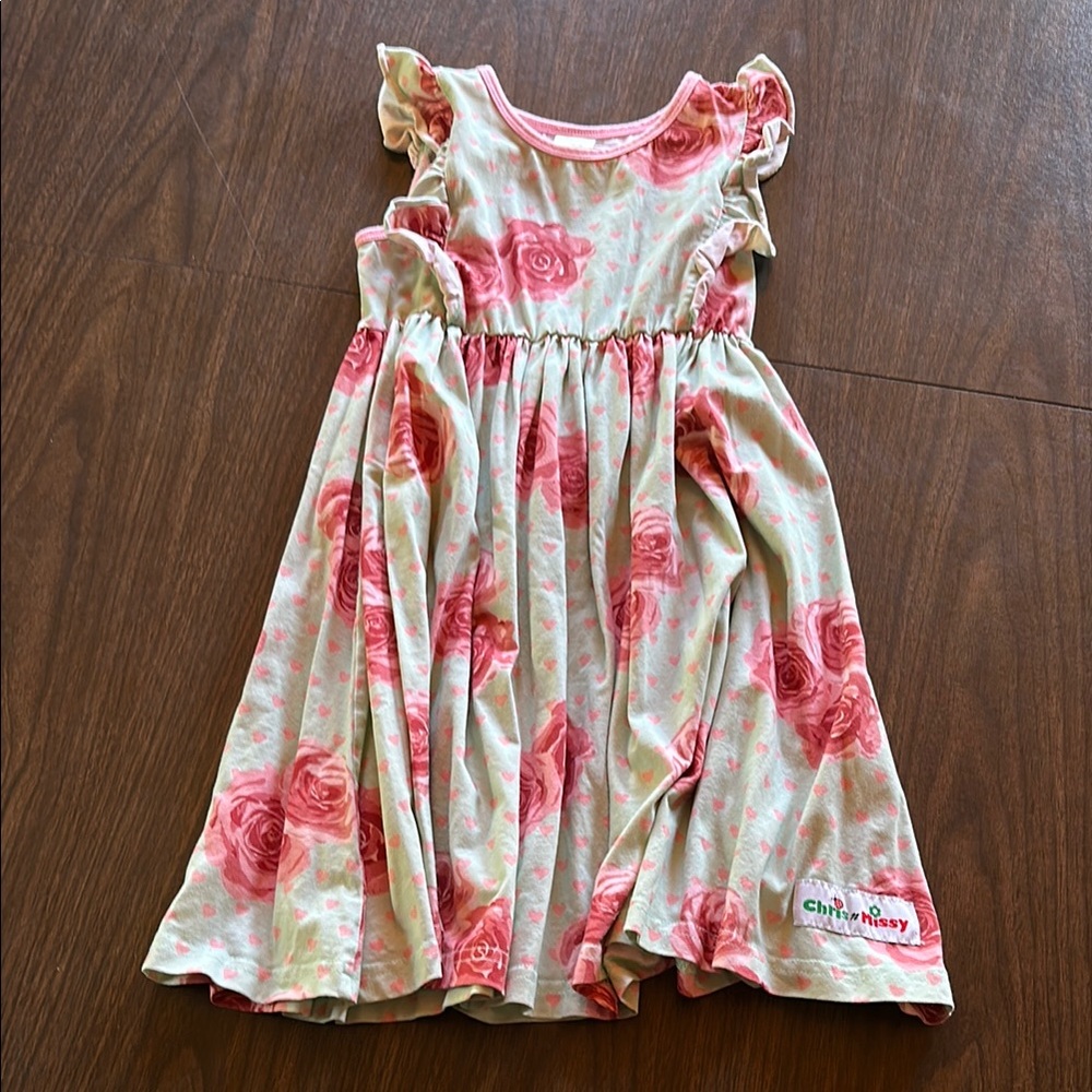 Kids Floral Dress - Pink and Light green